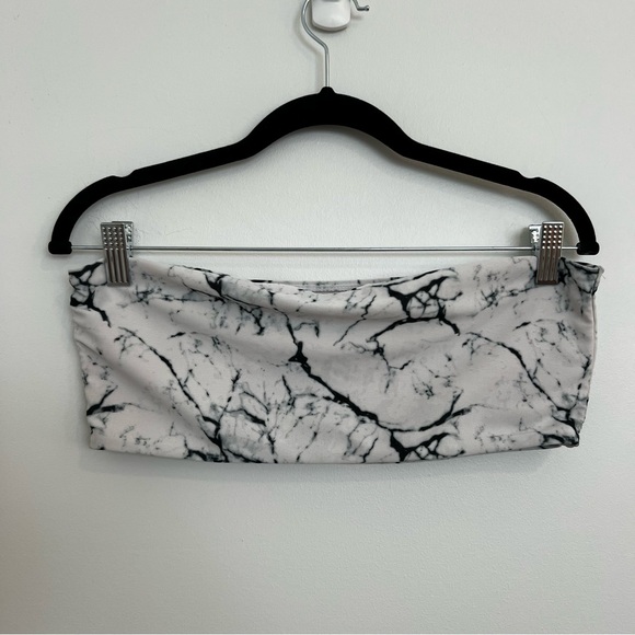 Zaful Black and White Marble High Waisted Bandeau Bikini Set XL - Picture 7 of 12